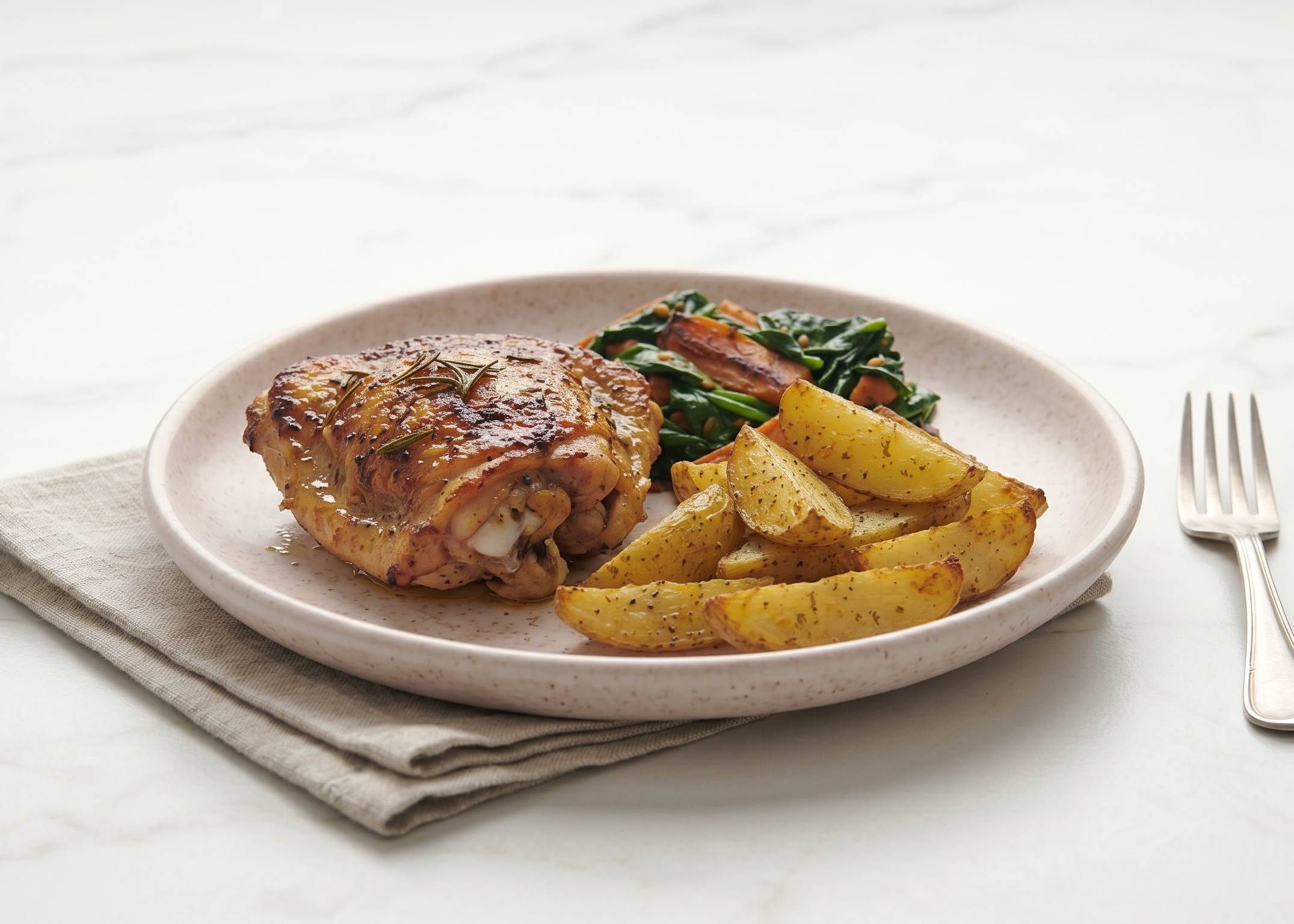 Muslo de pollo al horno frontal